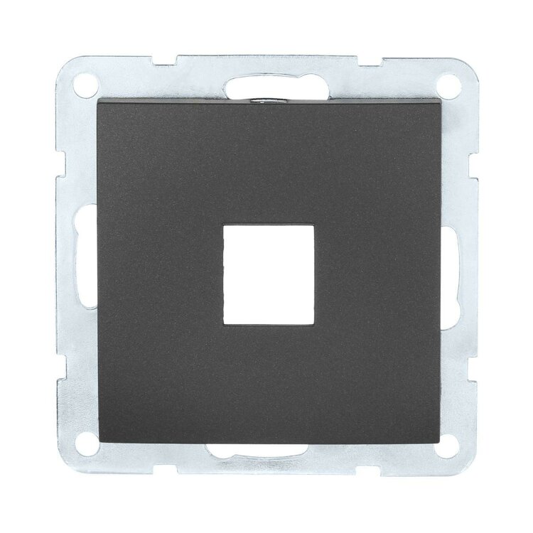 LK60 Накладка с суппортом розетки компьютерной б/разьема Черный бархат