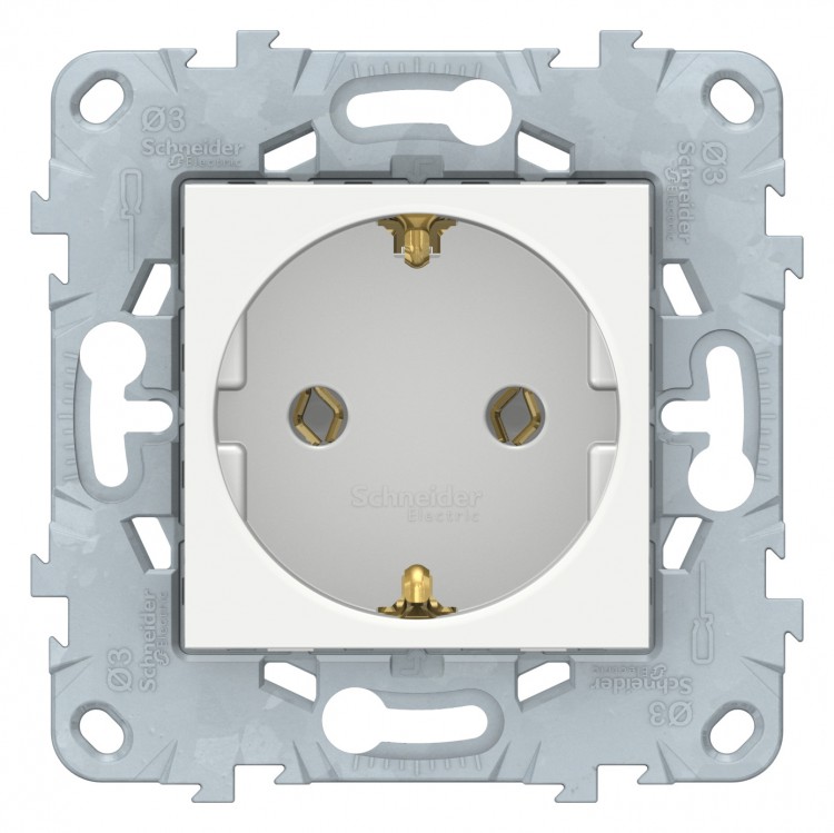 SE Unica New Бел Розетка с/з без шторок, с быстрозажимными клеммами, 16А, 250В