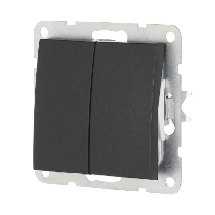 LK60 Переключатель 2-кл. с двух мест  (сх.6+6) 16A  250B Черный бархат