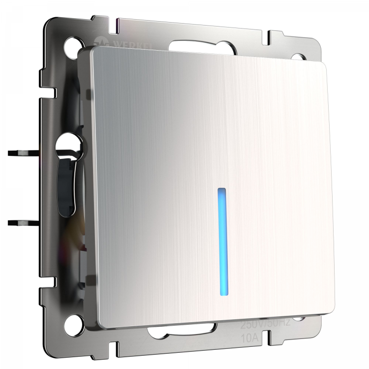 Werkel Выключатель 1-кл. проходной с подсветкой  W1112102  (WL02-SW-1G-2W-LED) глянц.никель
