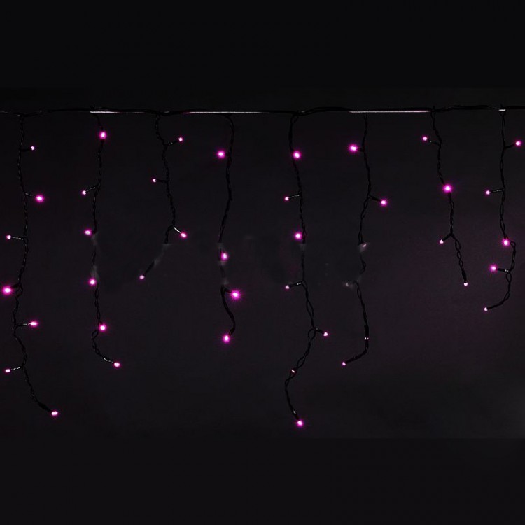 Бахрома светод. 3*0,6м (140LED) A-012AR PN провод черный, розовая, влагозащ.