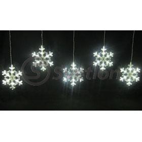Гирлянда LED снежинки 150 Led/1м (30Led*5) 5 снежинок*D19см D6009 с подключением