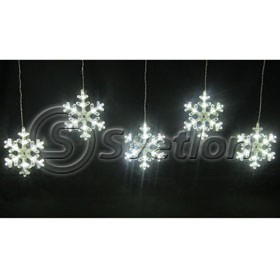 Гирлянда LED снежинки 60 Led/1м (12Led*5) 5 снежинок*D19см D6022 без подключения