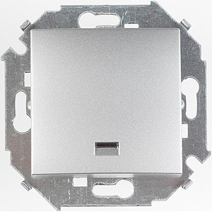 Выключатель SIMON 15 1-кл.с подсветкой 16А 250В винт.зажим алюминий 1591104-033