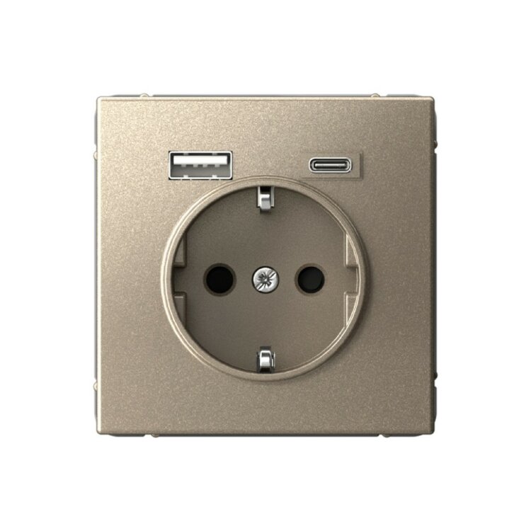 ARTGALLERY розетка 16А с 2 USB A+C, 5В/2,4А/3,0А, 2х5В/1,5А, механизм, шампань GAL000532 Systeme Ele