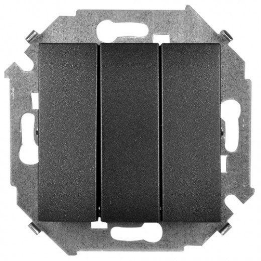 Simon15 Выключатель 3-кл 10А, 250В, винт. зажим графит