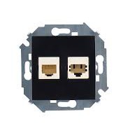 Розетка телефонная SIMON 15 RJ11+компьют. RJ45 кат.5е черн.глянец 1591590-032