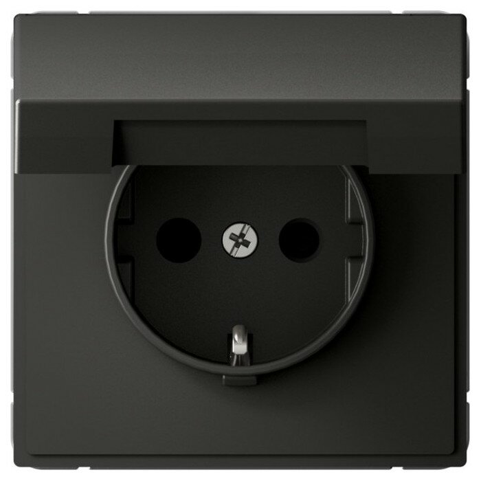 SE ArtGallery Базальт Розетка с/з со шторками с крышкой 16А IP20 механизм SE GAL001446