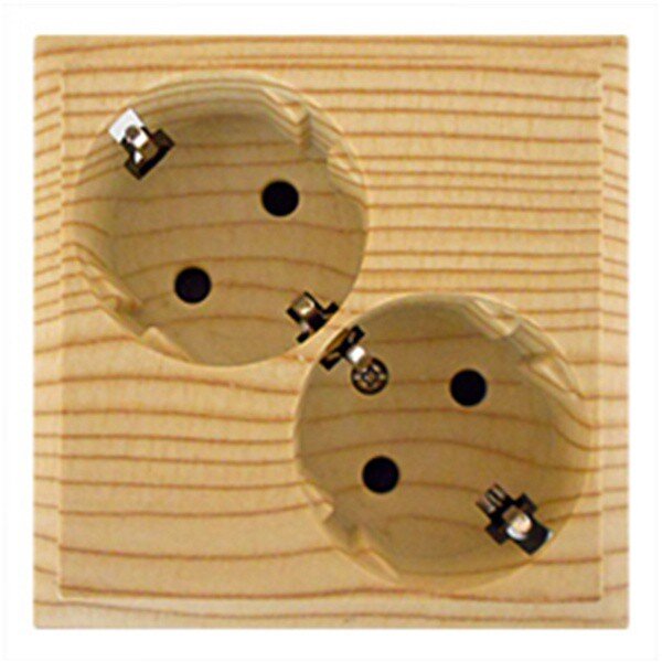 LK60 Розетка двойная с з/к, со шторками Сосна