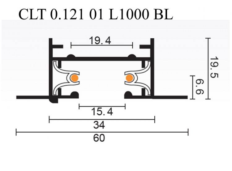 Шинопровод встраиваемый однофазный с питанием и заглушкой Crystal Lux CLT 0.121 01 L1000 BL 1407/005