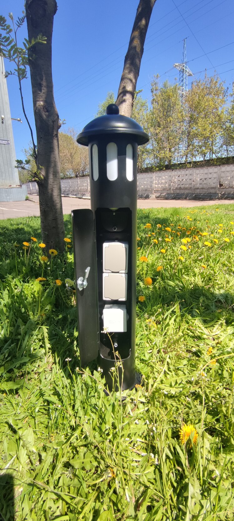 Садовая розетка, высота 725мм диаметр 114мм, G3004 с подсветкой