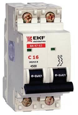 Автоматический выкл. EKF ВА 47-63 2Р 10А (C) 4,5кА