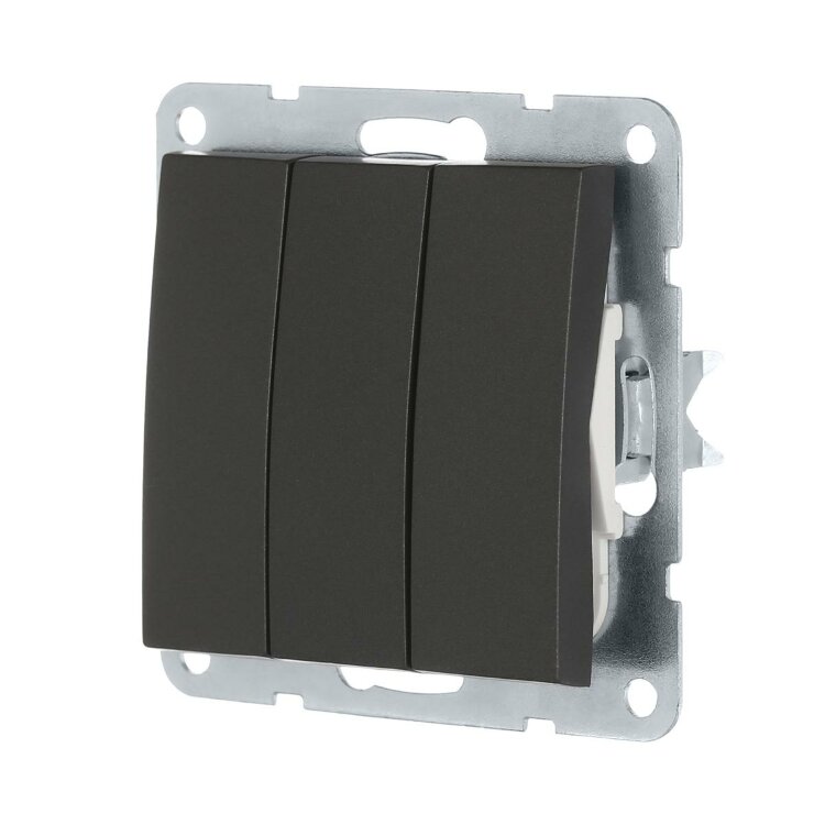 LK60 Выключатель 3-кл.(схема 1+1+1) 16 A, 250 B Черный бархат